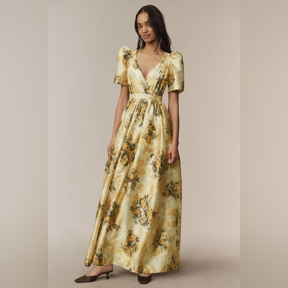 BHLDN Aurora Puff-Sleeve Taffeta Maxi Dress - Picture 2 of 11